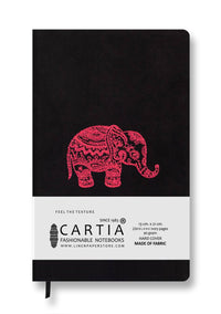 FABRIC HARDCOVER EMBROIDERY BLANK NOTEBOOK ELEPHANT