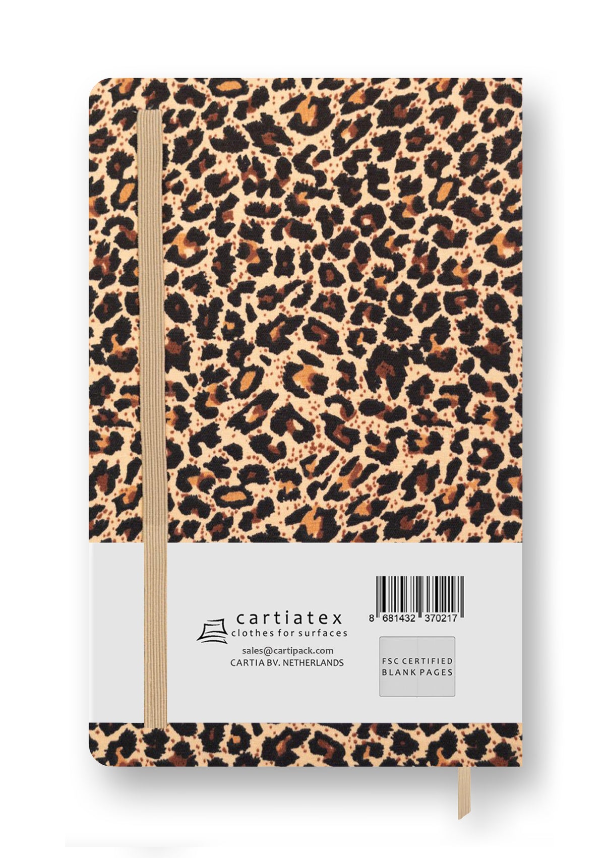 FABRIC HARDCOVER BLANK NOTEBOOK LEOPARD