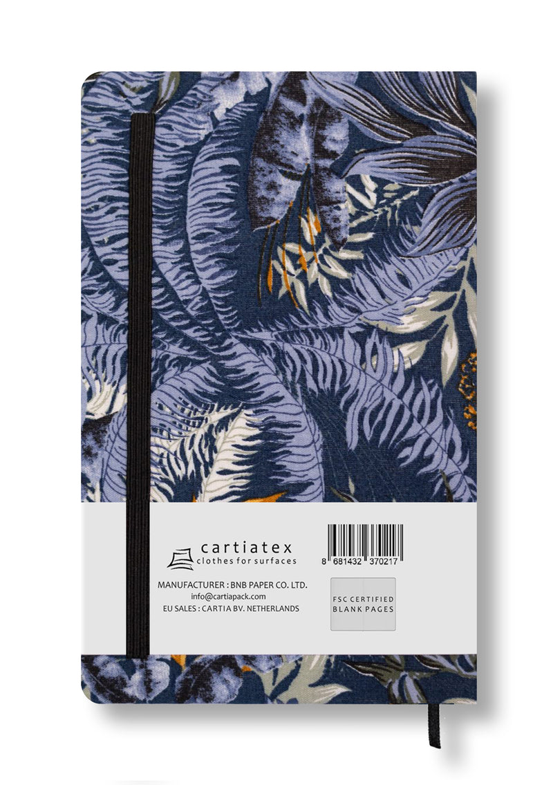 FABRIC HARDCOVER BLANK NOTEBOOK BLUE FOREST