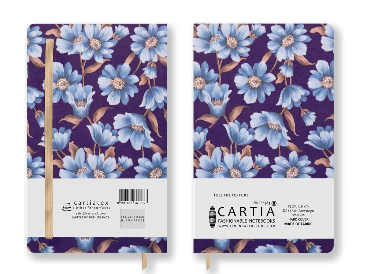 FABRIC HARDCOVER BLANK NOTEBOOK PURPLE FOREST