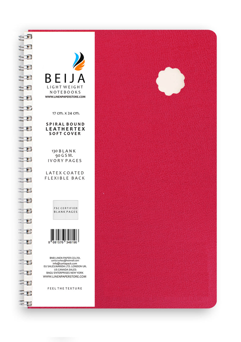 LASER CUT LEATHER SOFTCOVER SPIRAL NOTEBOOK RED