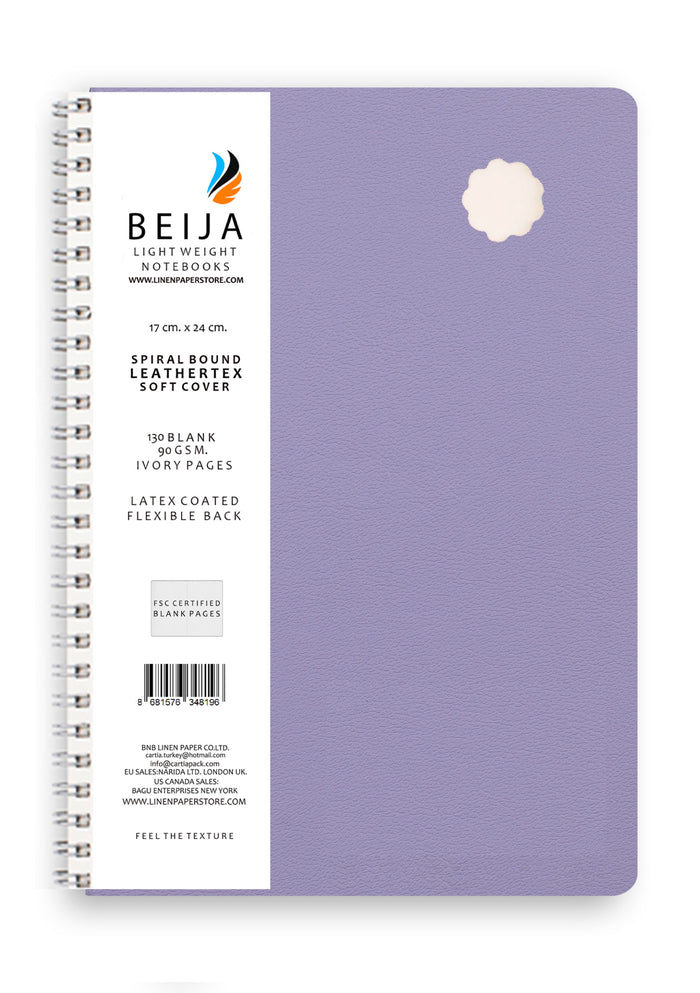 LASER CUT LEATHER SOFTCOVER SPIRAL NOTEBOOK LILAC